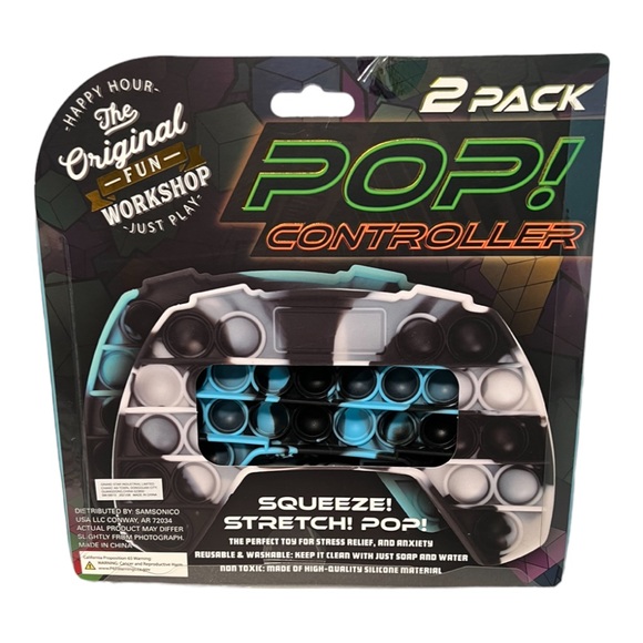 Pop It Video Game Controller 2-Pack Blue & White Fidget Toy NWT - Picture 2 of 2